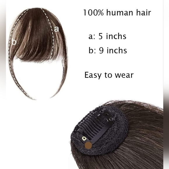 Light Brown Human Hair Airy Bangs - Picture 2 of 9
